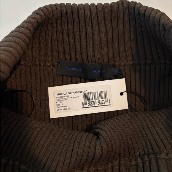 Brown Off-Shoulder Ribbed Sweater - Picture 4 of 6